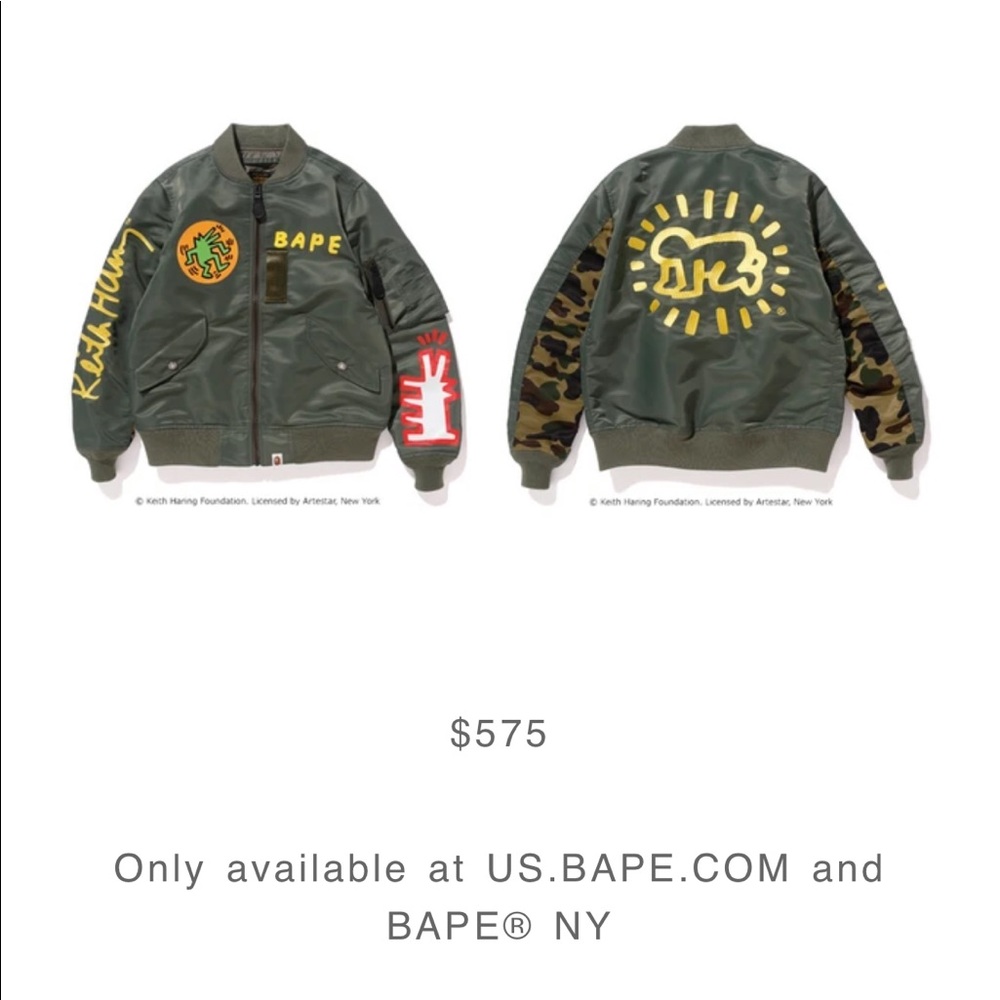 BABE A bathing ape Keith Harring!  Mint jacket!